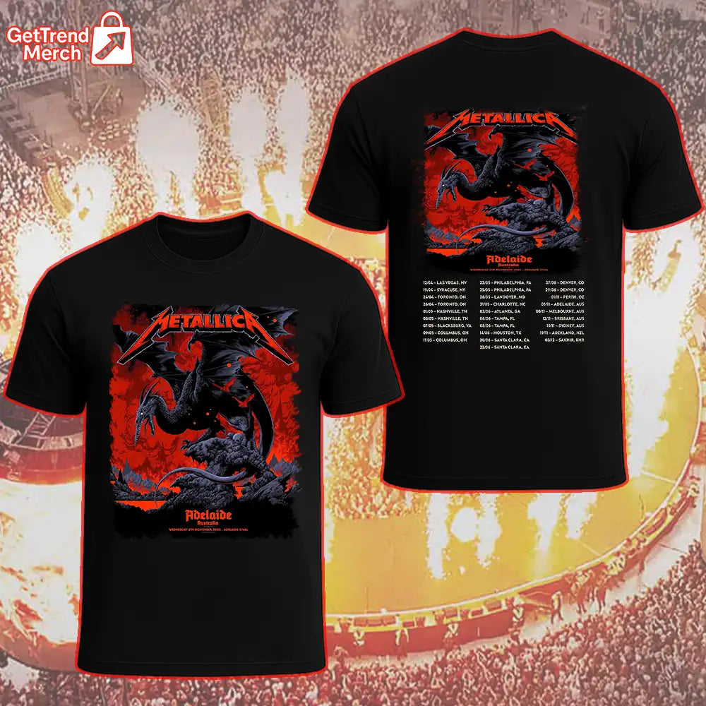 Metallica M72 World Tour November 5, 2025 Adelaide, Australia - Adelaide Oval Tour Shirt